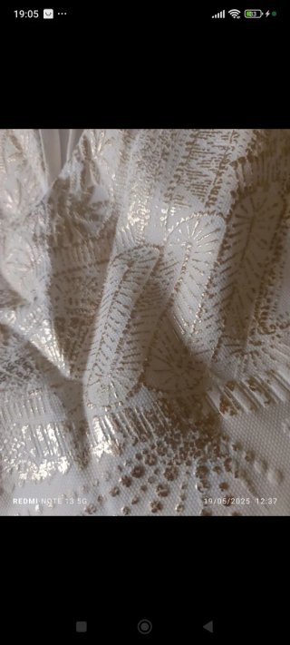 Vestido Zara Blanco y Dorado Poco Uso