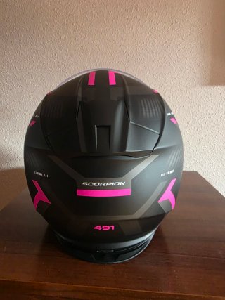 Casco Moto Escorpion- 491. Negro y Rosa. Talla XXS
