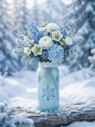 Florero/Portalápices Invierno Copo Nieve