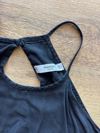 Vestido negro cuello halter tirante fino Mango