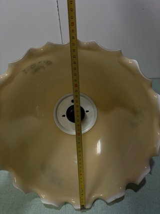 Lampada sospensione anni '70 vetro e legno