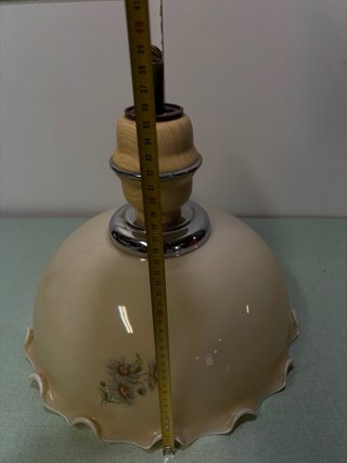 Lampada sospensione anni '70 vetro e legno