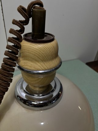 Lampada sospensione anni '70 vetro e legno