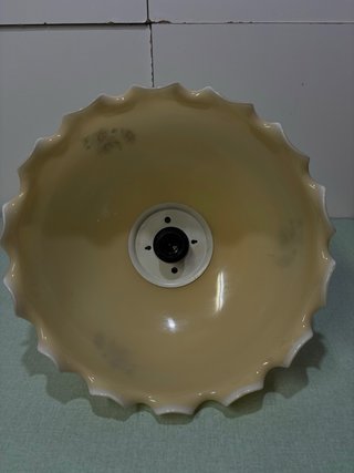 Lampada sospensione anni '70 vetro e legno