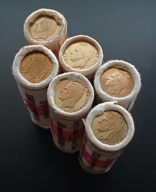 6 Cartuchos de 1 Peseta ¡Oficiales F.N.M.T!