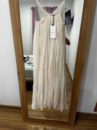 Vestido Zara plateado y blanco