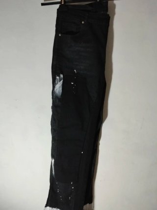 Jeans neri uomo XL con dettagli bianchi