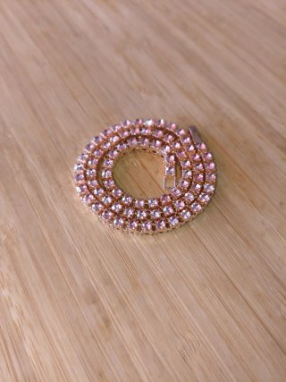 Collar Tennis Oro Rosa y Circonitas Rosas