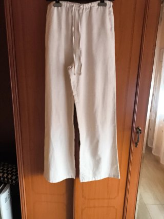 Pantalones anchos blancos mujer