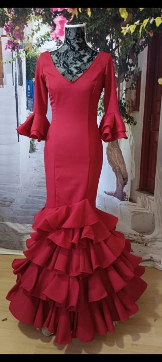 Vestido de flamenca rojo volantes