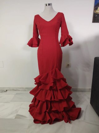 Vestido de flamenca rojo volantes