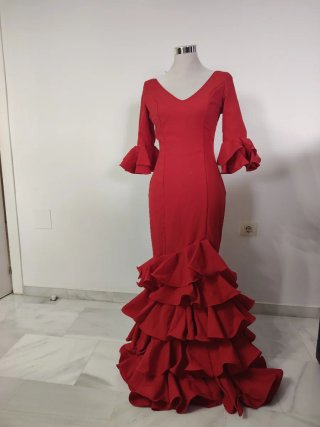 Vestido de flamenca rojo volantes