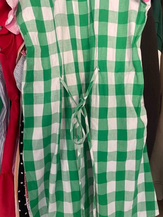 Vestido cuadros verde y rosa