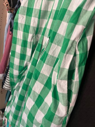 Vestido cuadros verde y rosa