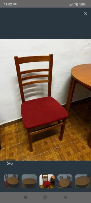 Mesa redonda 90cm y 4-6  sillas madera como nueva