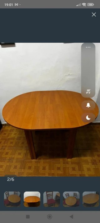 Mesa redonda 90cm y 4-6  sillas madera como nueva