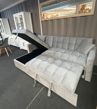 Sofá Cama Gris Terciopelo