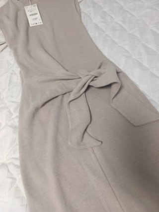 Vestido punto lazada Zara Beige Talla S