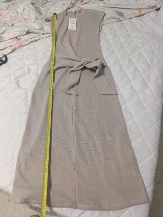 Vestido punto lazada Zara Beige Talla S
