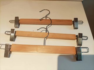 3 Perchas Madera con Pinzas para Pantalón/Falda