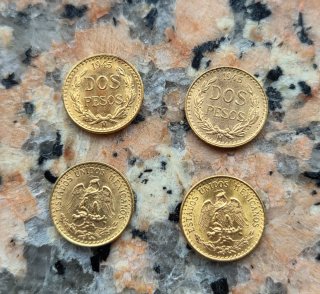 4 Monedas Oro 2 Pesos Mexicanos 1945
