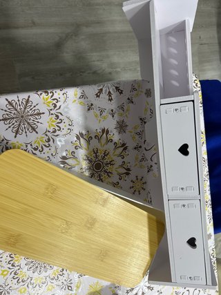 Soporte organizador blanco para escritorio y caja