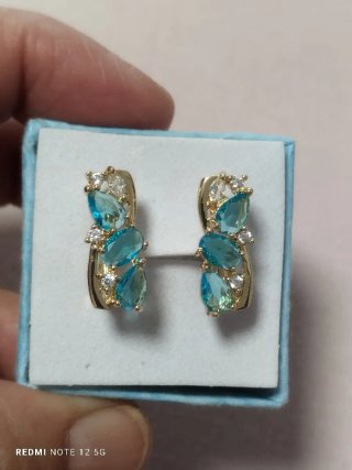 Pendientes Vintage Chapados en Oro Azul