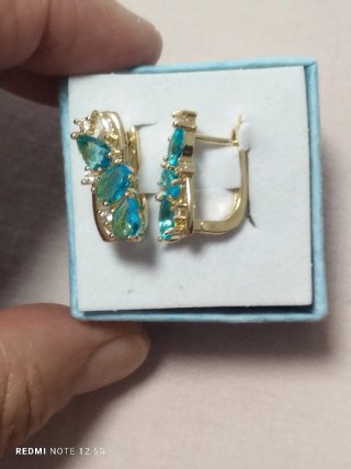 Pendientes Vintage Chapados en Oro Azul