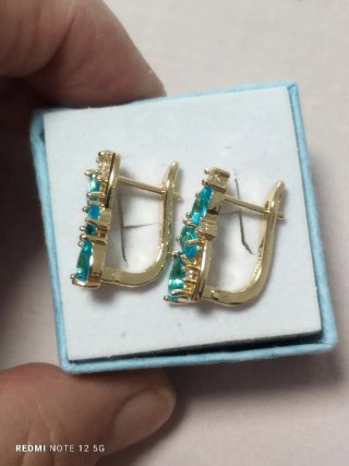 Pendientes Vintage Chapados en Oro Azul