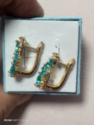 Pendientes Vintage Chapados en Oro Azul