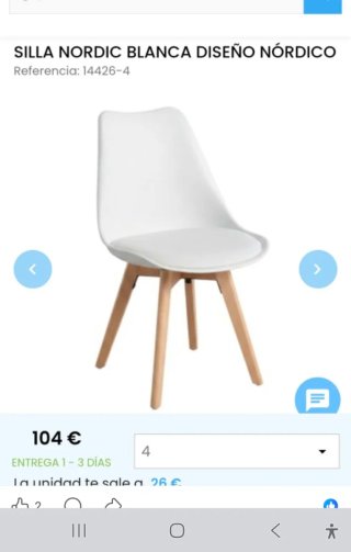 4 Sillas Nuevas Nórdicas Blancas  Madera