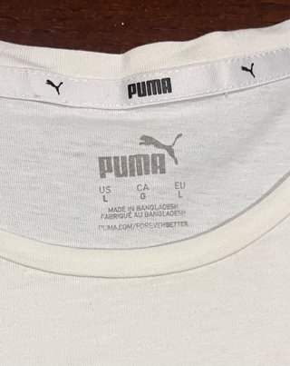 Camiseta Puma Unisex Talla L de niño Blanca