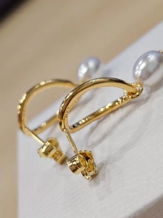 Pendientes Pandora Aro Perla Orgánica Dorados