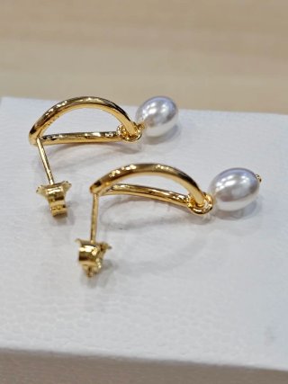 Pendientes Pandora Aro Perla Orgánica Dorados