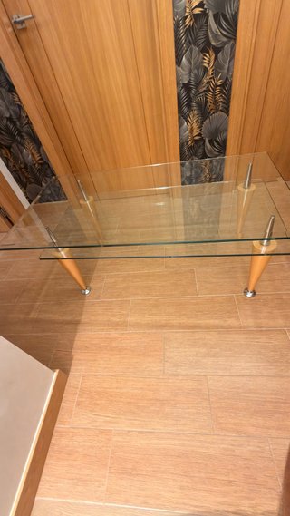 Mesa de centro cristal y madera
