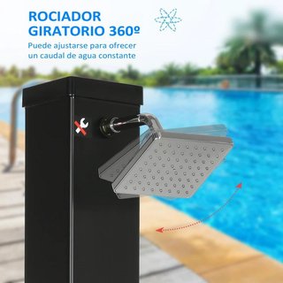 Ducha Solar Jardín 40L Agua Caliente Piscina Negro