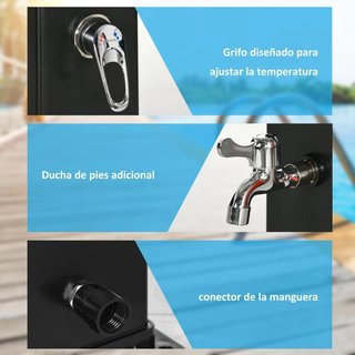 Ducha Solar Jardín 40L Agua Caliente Piscina Negro
