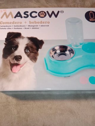Comedero Bebedero Perro Gato Mascow azul ¡CHOLLO!