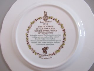 Piatto Brambly Hedge 1998 Royal Doulton 21cm