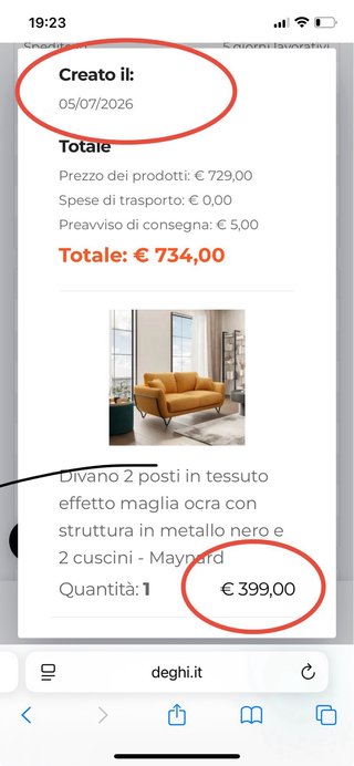 Divano 2 posti ocra tessuto e struttura di design