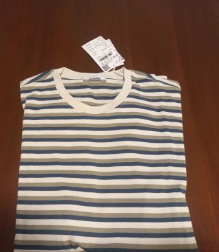 Camiseta PdH Rayas Beige y Azul Talla M