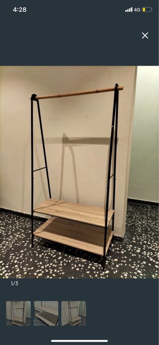 Perchero de madera y metal 165x85x46