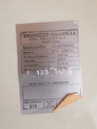 Radiador eléctrico Superser de pared