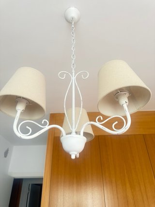 Lámpara colgante vintage beige y blanca