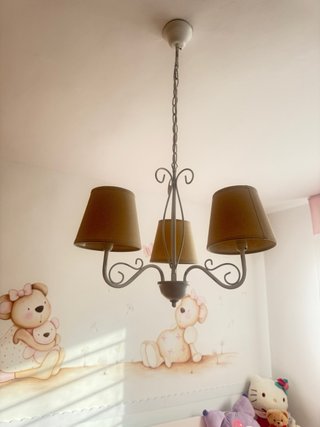 Lámpara colgante vintage beige y blanca