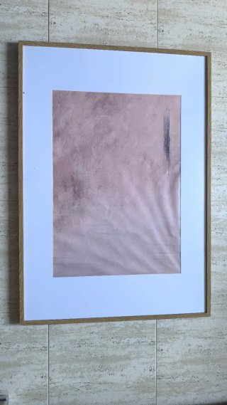 Cuadro abstracto madera papel beige rosa