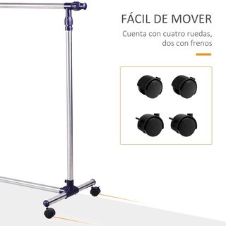 Perchero Ropa con Ruedas Alto y Largo Regulable