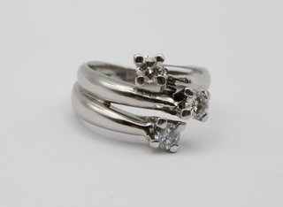 Anillo Oro Blanco 18kt Diamantes