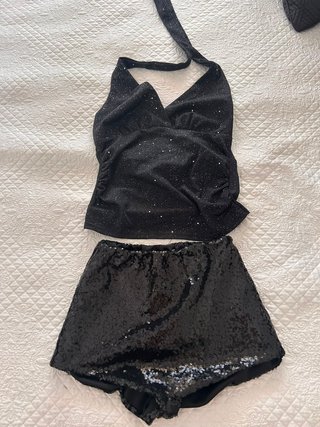 Conjunto brillante halter y shorts XS