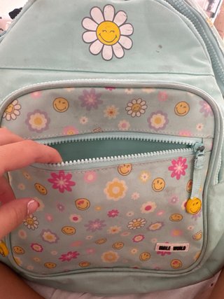 Mochila Escolar SmileyWorld Flores Verde Agua